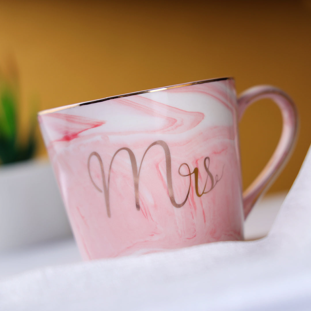 Mr and Mrs Coffee Mugs Set Marble Ceramic Coffee Cup for Bride and Groom