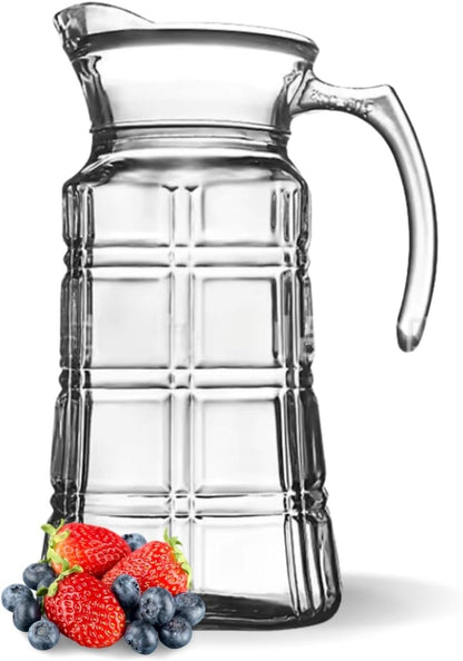 Square Cold Water Glass Jug Large Capacity 1800ml Juice Pitcher With Lid and Handle