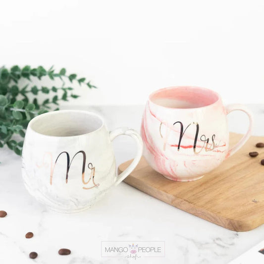 Adorable Mr. and Mrs. Marble Coffee Mug Set