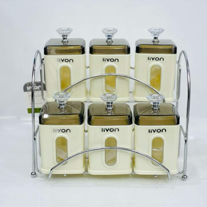 Livon Canister Set Of 6 Square Spices