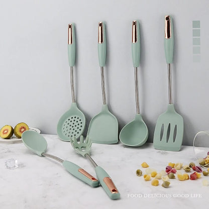 Silicone Spatula Set Non-stick Pan Cookware Heat Resistant  7pcs