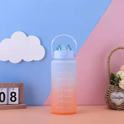 Random Water Bottle With Straw, Cute Motivational Water Bottle With Time Marker