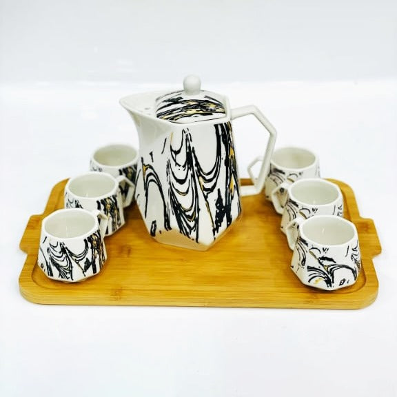 Modern Tea Set With Bamboo Tray