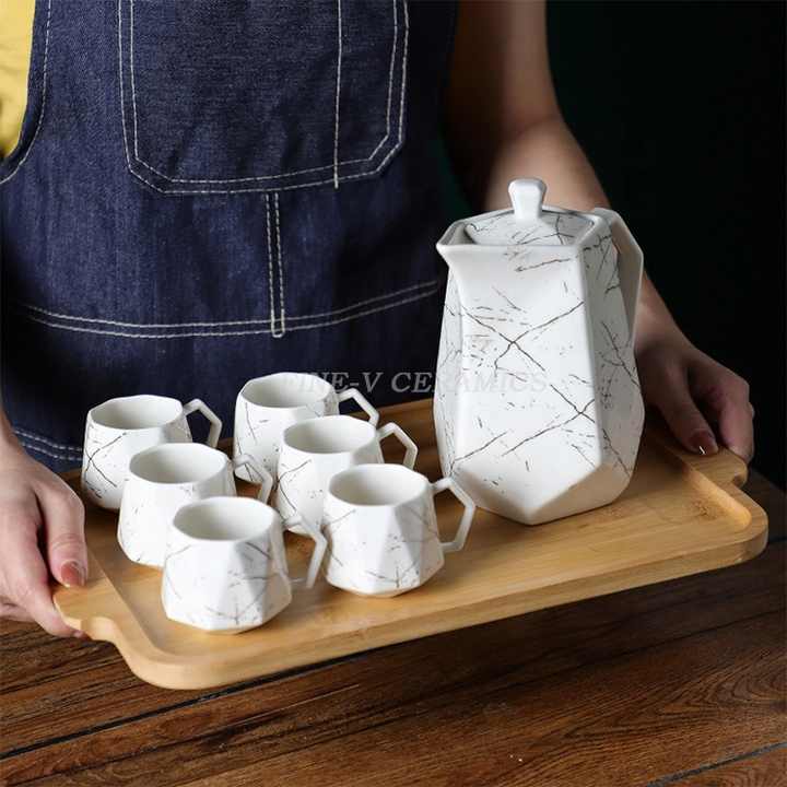 Modern Tea Set With Bamboo Tray