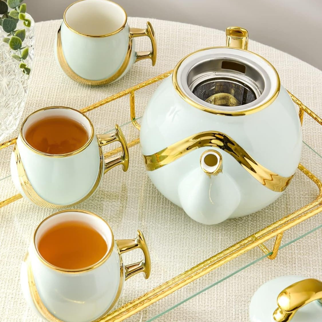 PEACE KEEPERS TEA & COFFEE CUP SET - WHITE AND GOLD