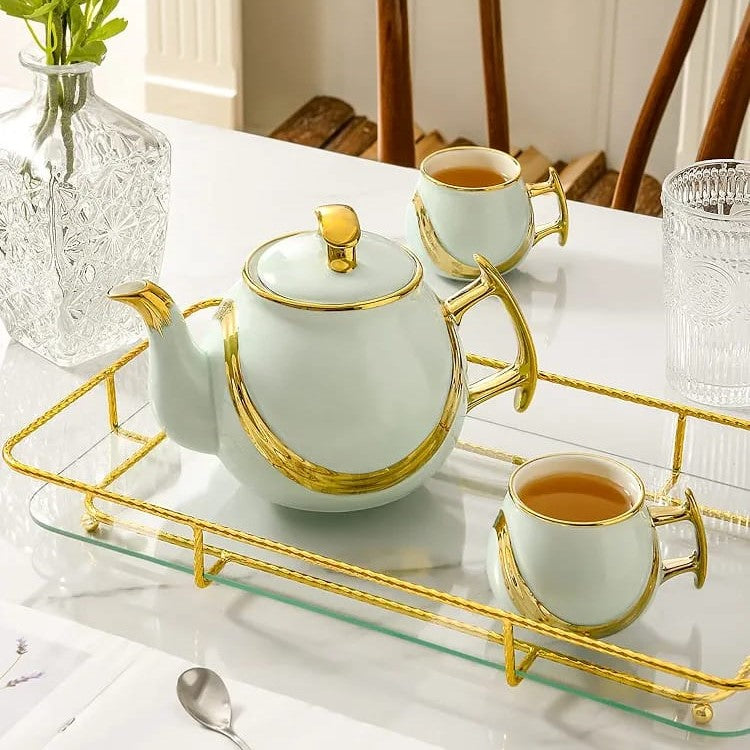 PEACE KEEPERS TEA & COFFEE CUP SET - WHITE AND GOLD