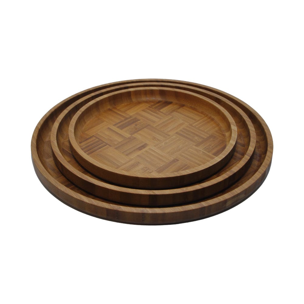 Round Wooden Tray Set of 3