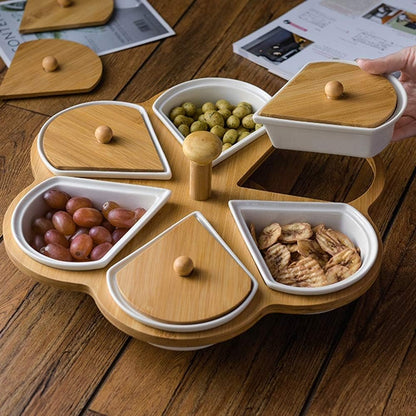 Snack Tray Flower Shape Platter Serving Tray 6 Compartment