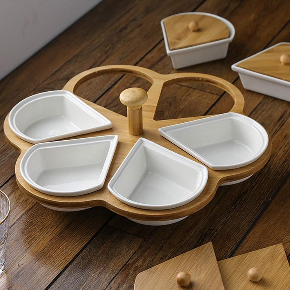 Snack Tray Flower Shape Platter Serving Tray 6 Compartment