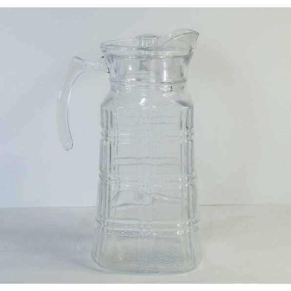 Square Cold Water Glass Jug Large Capacity 1800ml Juice Pitcher With Lid and Handle