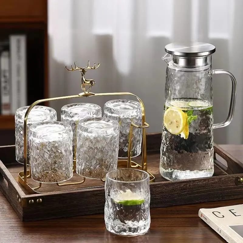 Nordic Style Juice Jug Household Glass Water Set for Cold & Hot Drinks