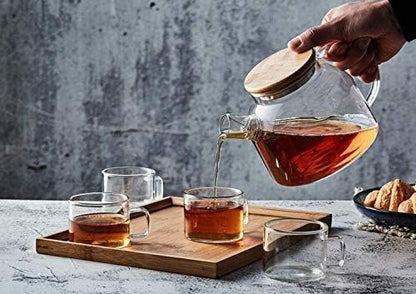 Japanese Style Kettle & Cup Set With Bamboo Tray