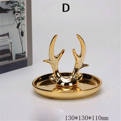 Gold Unicorn Decorative Tray With Animal Sculpture