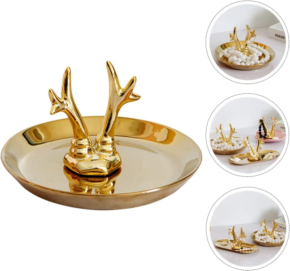 Gold Unicorn Decorative Tray With Animal Sculpture