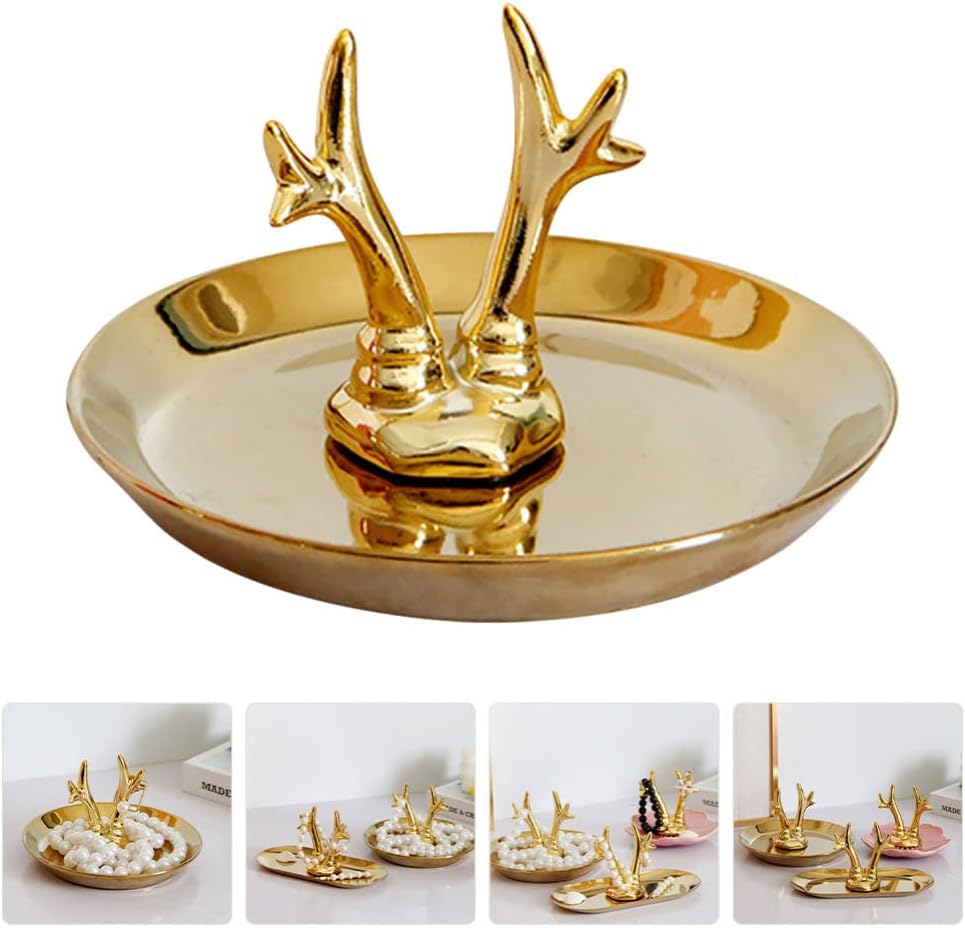 Gold Unicorn Decorative Tray With Animal Sculpture