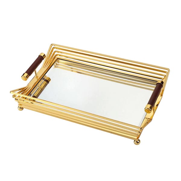 Mirrored Base Serving Trays -Set of 2