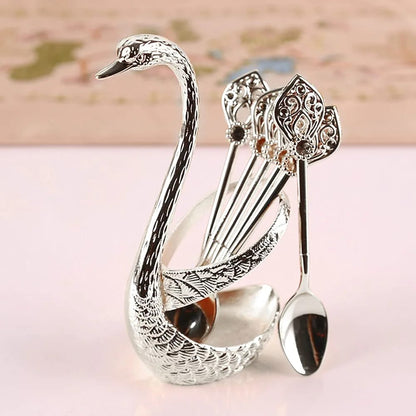 Swan base silver spoon holder