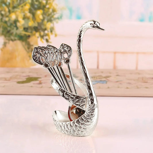 Swan base silver spoon holder