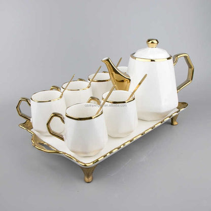 Luxury Porcelain Tea Set With Tray