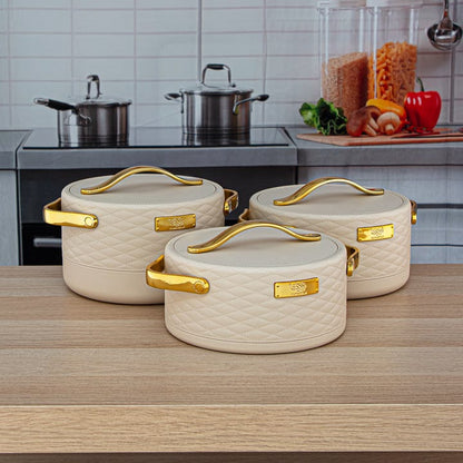 Luxury Design 3pcs Hotpot Set With Golden Handles