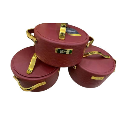 Luxury Design 3pcs Hotpot Set With Golden Handles