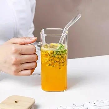 Multiclour Glass Sipper Tumbler Mug with Lid and Straw