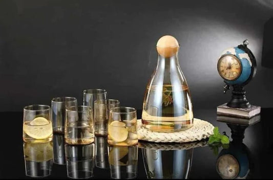 7 pcs Nordic Classic Style Glass Set With Cork Lid