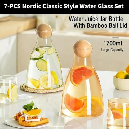 7 pcs Nordic Classic Style Glass Set With Cork Lid