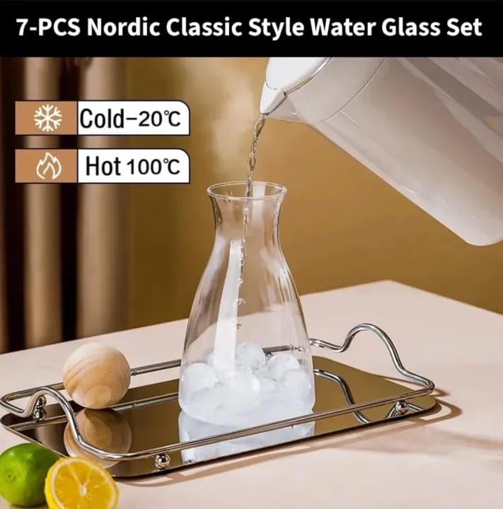 7 pcs Nordic Classic Style Glass Set With Cork Lid