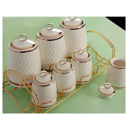 Porcelain Spice Set with Stand 7 Pieces